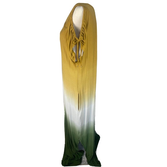 Est. 1946 Womens Size 14W / 16W Gold Cream & Green Ombre Maxi Pocket Maxi Dress - Picture 3 of 11